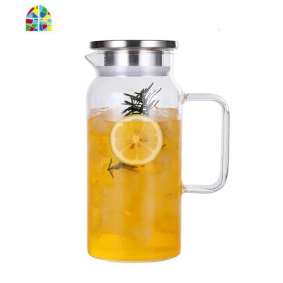 玻璃凉水壶可高温烧水壶大容量直身扎壶加厚可加热北欧创意套装 FENGHOU 冷水壶1200ml不锈钢盖收藏送壶刷