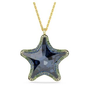 Swarovski海洋灵感女款蓝晶星星形吊坠项链金色链带闪耀魅力 Blue