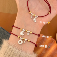 纯银[面包脑袋]红绳手链女本命年新年小众设计感手串韩系潮送女朋友老婆情人节七夕生日礼物