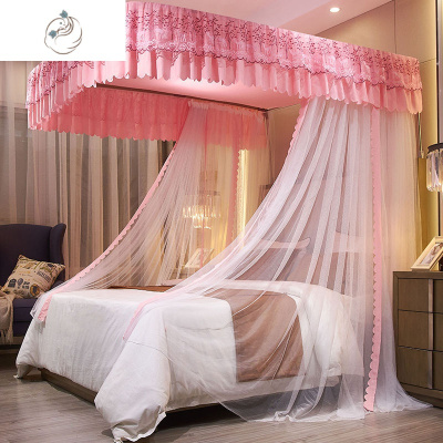 U型导轨蚊帐三开不锈钢宫廷伸缩落地1.8m床双人家用蚊帐1.2米新款清新玉（防尘顶导轨落地蚊帐）1.8舒适主义蚊帐新款清新玉（防尘顶导轨落地蚊帐）1.8m（6英尺）床