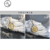 纯银圆牌项链女潮网红冷淡风简约复古人像硬币金币毛衣链长款百搭 JiMi