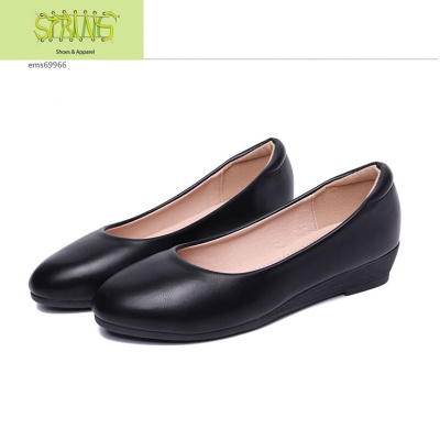 不累脚上班鞋女黑色皮鞋坡跟防滑职业空姐师超软工作鞋女平底语娄休闲鞋