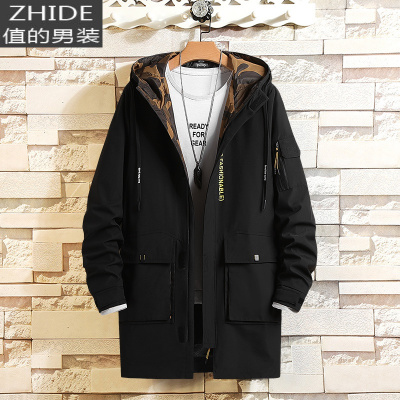 SUNTEK春秋胖子外套男加肥加大码男装潮牌宽松风衣中长款潮流衣服220斤风衣