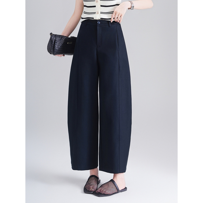 20266夏季新款前片分割装饰后口袋盖松紧腰舒适宽松气球裤