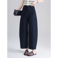 20266夏季新款前片分割装饰后口袋盖松紧腰舒适宽松气球裤