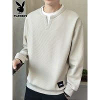 花花公子假两件卫衣男套头圆领打底衫2025年秋季宽松休闲长袖t恤