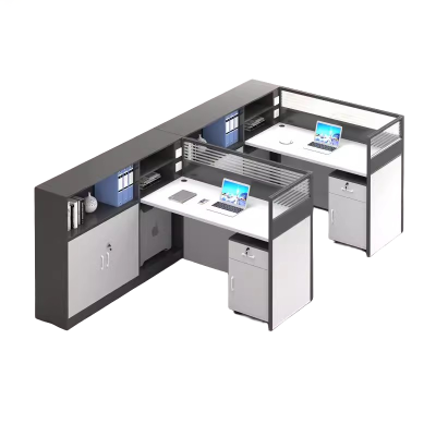 迅迈 F型两人位+柜 职员办公桌 现代工位 员工桌屏风 卡位卡座