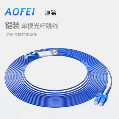 电信级铠装尾纤 单模双芯 光纤跳线LC-SC 防鼠咬阻燃 1条