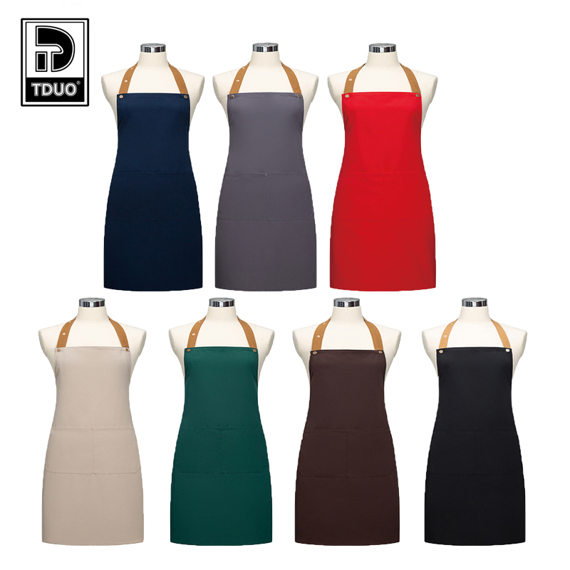 Tduo防水纯色可调节挂脖围裙Q25 条