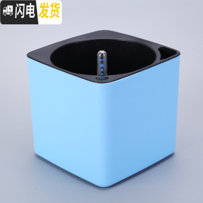 三维工匠正方形树脂白色创意多肉水仙懒人自动吸水塑料大花盆绿萝吊兰 天蓝色特大号无需棉线 中等花盆容器