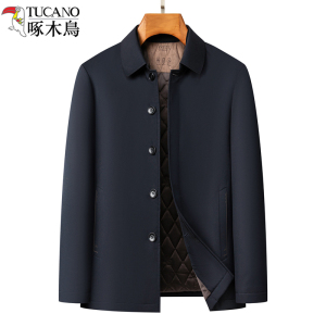 啄木鸟中老年棉服男秋冬翻领休闲爸爸棉衣轻薄小棉袄干部夹棉外套