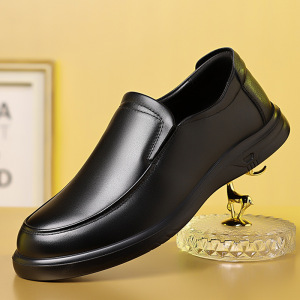 加绒皮鞋男士棉鞋新款软底软面中老年爸爸鞋保暖商务休闲男鞋