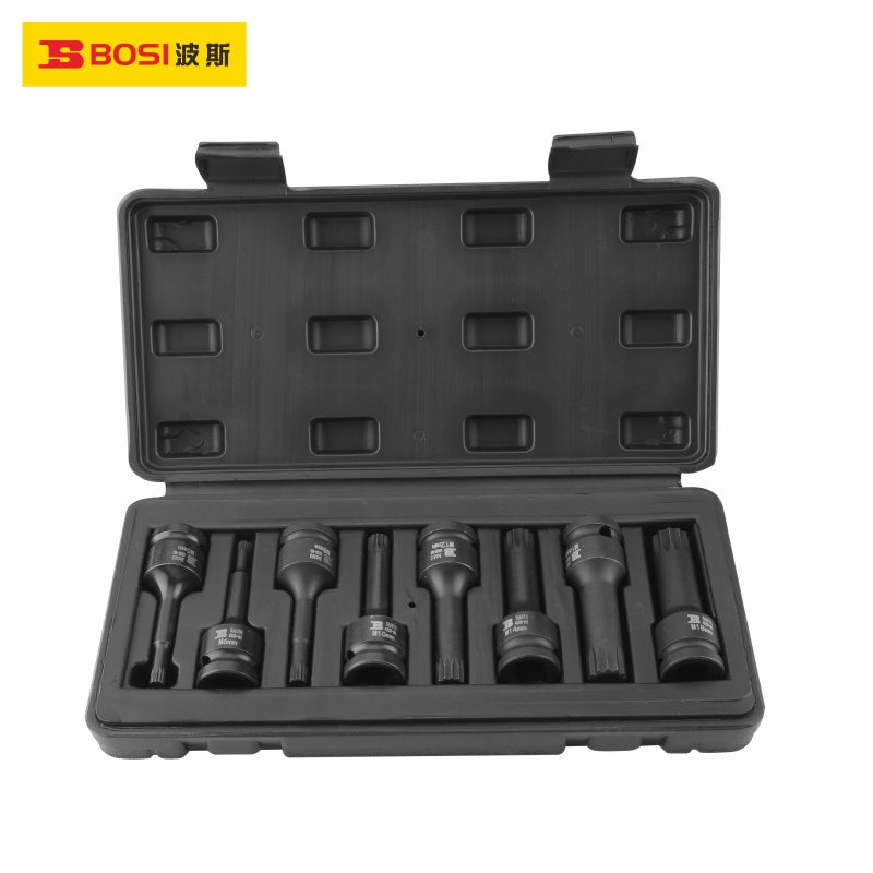 波斯(BOSI) 荧光系列8件风动十二角旋具套筒组套 8件套 套