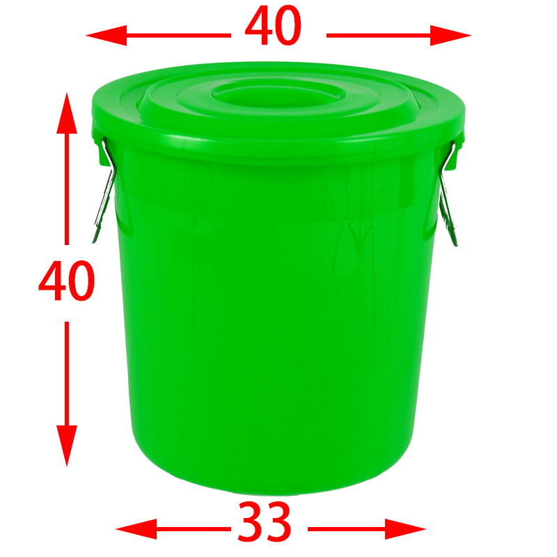 环卫容量厨房户外无盖闪电客带盖圆形特大号商用家用 绿色50升有盖