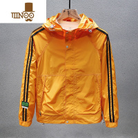 YANXU连帽外套男新款条纹外穿防风衣潮牌宽松休闲工装冲锋衣夹克男