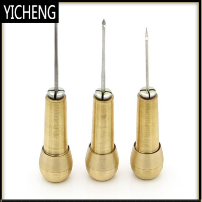 修鞋皮革家用皮具胶鞋钩针直锥手缝皮鞋工具针线修补手工补鞋勾针YICHENG铜柄3个+3种钩针
