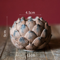 家柏饰(CORATED)莲花座烛台复古艺术桌面装饰摆件庭院花园酥油灯佛灯 莲花烛台(棕色小)