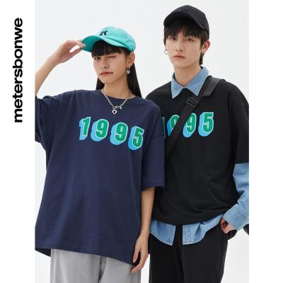 [1件5折价:79.5]美特斯邦威印花短袖T恤夏季新款潮流圆领舒适时尚宽松纯棉