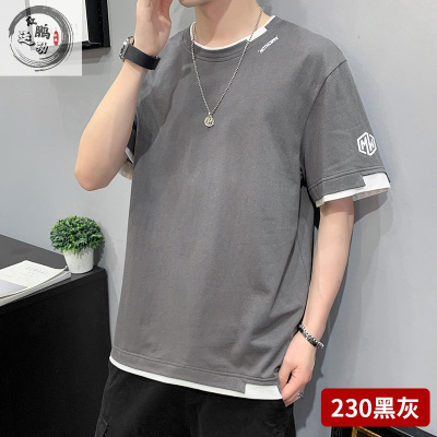 专注品质-短袖T恤男衣服夏季2021新款潮流半袖上衣夏装宽松打底衫运动T恤瑞希罗