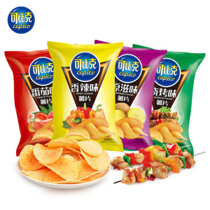 可比克薯片随机口味膨化零食品烤土豆片办公室休闲小吃薯条32g*10包