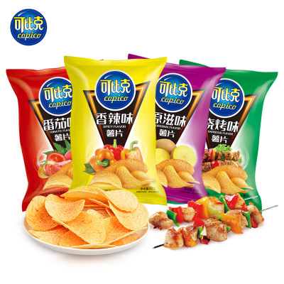可比克薯片随机口味膨化零食品烤土豆片办公室休闲小吃薯条32g*10包
