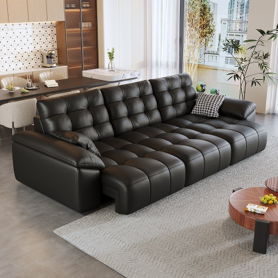 虔度意式极简头层牛皮沙发家用客厅大小户型直排高端沙发