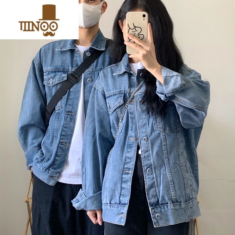 YANXUroora情侣装牛仔外套男款美式复古潮流宽松休闲工装夹克男生