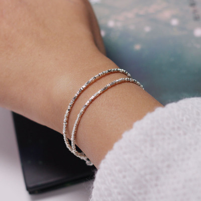 碎银几两手链纯银轻奢高级感小众碎银子送闺蜜简约古风双层串女送女朋友老婆情人节七夕生日礼物