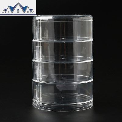 四层旋转首饰盒耳钉耳环项链收纳盒饰品简约耳饰品耳坠整理盒家用 三维工匠