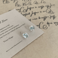 s925纯银蓝色锆石几何耳钉轻奢小众百搭养耳洞耳饰女气质耳环送女朋友老婆情人节七夕生日礼物