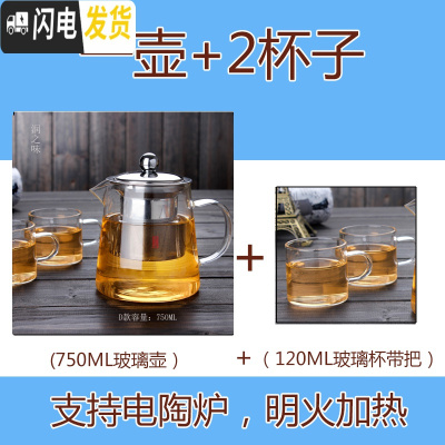 三维工匠耐热玻璃茶壶茶具加厚泡茶壶茶艺壶办公花茶壶飘逸杯家用煮茶水壶 一壶750+2杯