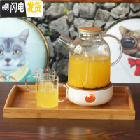 三维工匠大容量玻璃冷水壶套装家用加厚防爆凉水茶壶耐热高温水杯水具套装 1.6壶+2带把杯250+陶瓷炉+盘凉水壶