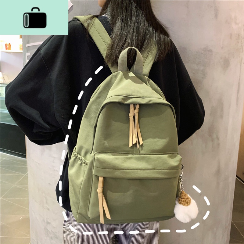 ins风书包女韩版高中大学生简约百搭背包校园简森系帆布双肩包潮NEW LAKE