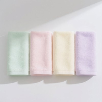 敏胤新疆长绒棉方巾MYM-1104 35*35cm 长绒棉 55克 淡绿色粉色淡黄色淡紫色