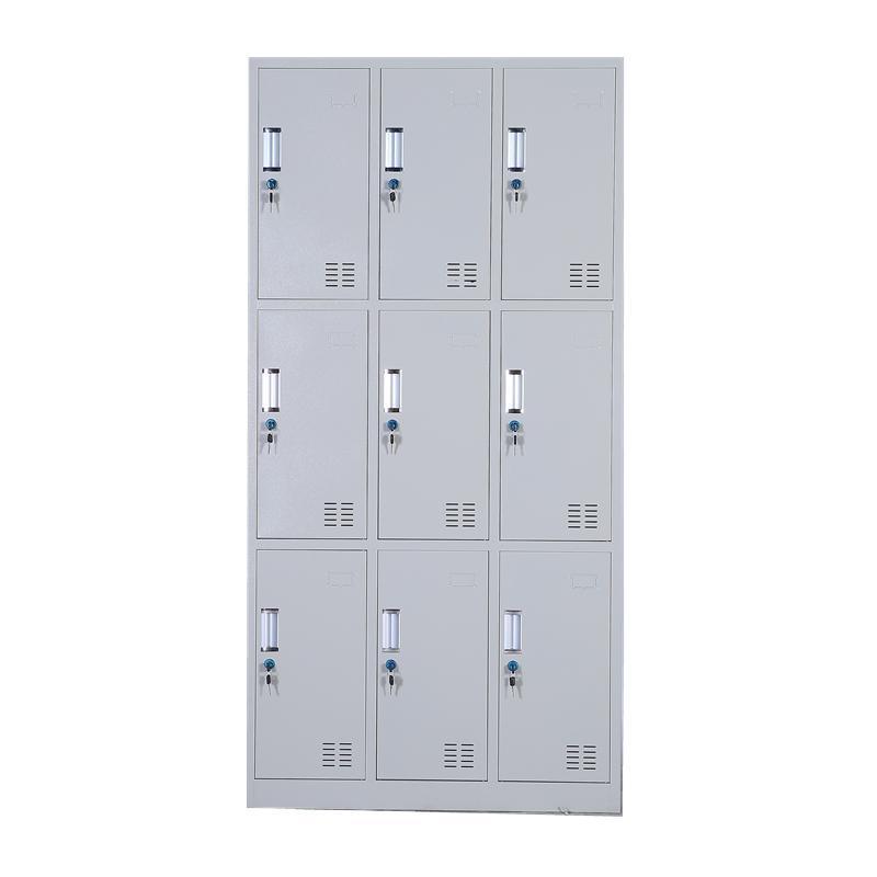 鑫环境 九门更衣柜办公家具铁皮柜浴室衣柜员工储物柜铁皮带锁储存柜健身房宿舍衣柜