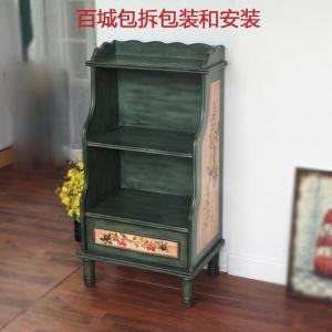 森美人欧式美式单个书柜小书架复古展示柜杂物架田园彩绘家具置物柜2008