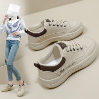 秋季小白鞋新款韩版ins女学生厚底增高皮面透气休闲鞋