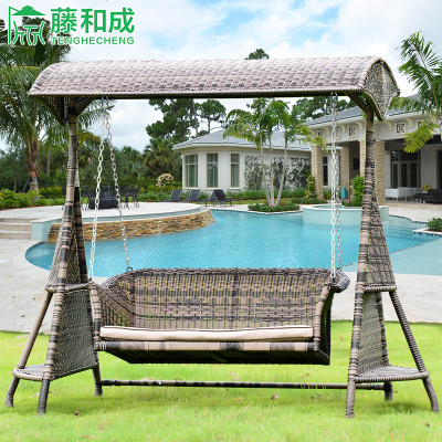 户外秋千吊椅花园阳台摇篮椅庭院休闲成人室内吊篮藤椅双人铁艺