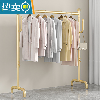 敬平晾衣架落地卧室内折叠单杆阳台出租房宿舍酒店凉晒挂衣服家用架子 纳米金色长120高180