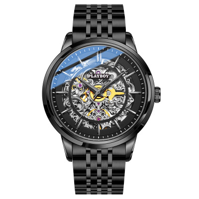 花花公子(PLAYBOY)手表男全自动机械表男士新款镂空防水十大品牌商务时尚腕表