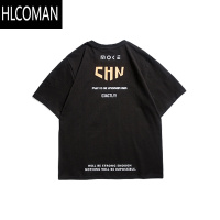 HLCOMAN宽松体恤男印花圆领潮牌ins短袖T恤男生韩版潮流半袖男潮
