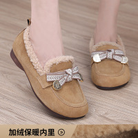 复古毛毛棉鞋女25秋冬加绒女懒人一脚蹬软底豆豆鞋外穿保暖女棉鞋