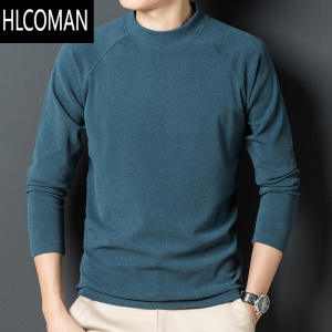 HLCOMAN徳绒卫衣男中领p暖长袖t恤磨毛内搭男装半高领纯色打底衫