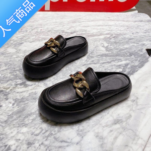 SUNTEK[]包头半拖鞋女夏季2023新款厚底外穿一脚蹬单鞋凉鞋小白鞋