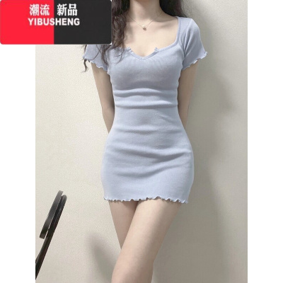 YIBUSHENG辣妹性感短袖T恤连衣裙女季小个子纯欲包臀短裙风情万种的裙子
