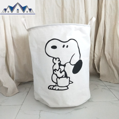 ins风定制款史努比卡通可爱英文宿舍家居收纳篮脏衣篓防水帆布桶 三维工匠