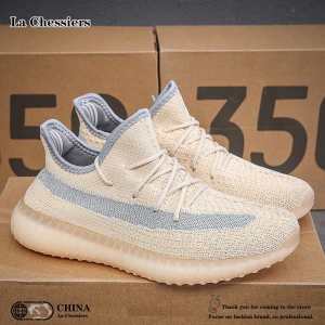 La Chessiers情侣多色椰子鞋男爆米花软底潮流百搭2025新款飞织网面透气运动休闲鞋 麻布奶油 41码