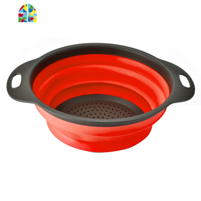 创意折叠 厨房伸缩水果篮洗菜篮淘米盆洗菜盆水果篮淘米盆 FENGHOU 橙色+拉蒜套餐