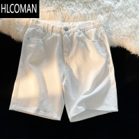 HLCOMAN纯色牛仔短裤男ins原宿风宽松休闲五分裤夏季潮牌百搭直筒大裤衩