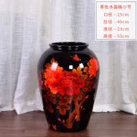 景德镇陶瓷落地大花瓶摆件客厅插花干花现代简约大号玄关装饰欧式 三维工匠 黑色水晶釉中号
